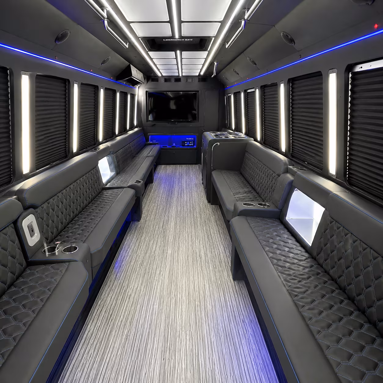Garden Grove Birthday, Sweet 16, & Quinceañera Transportation party bus interior