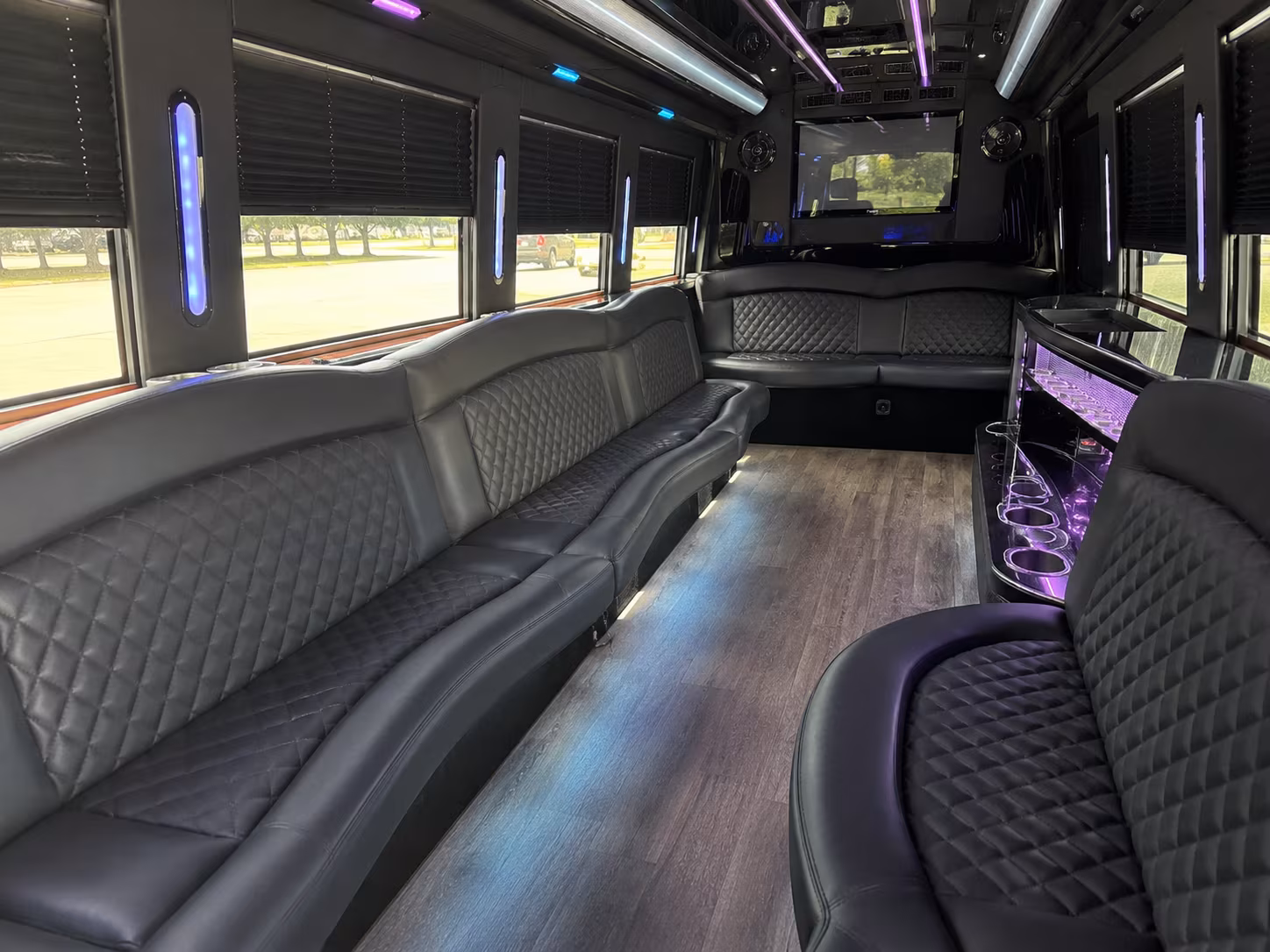 Garden Grove Birthday, Sweet 16, & Quinceañera Transportation party bus exterior