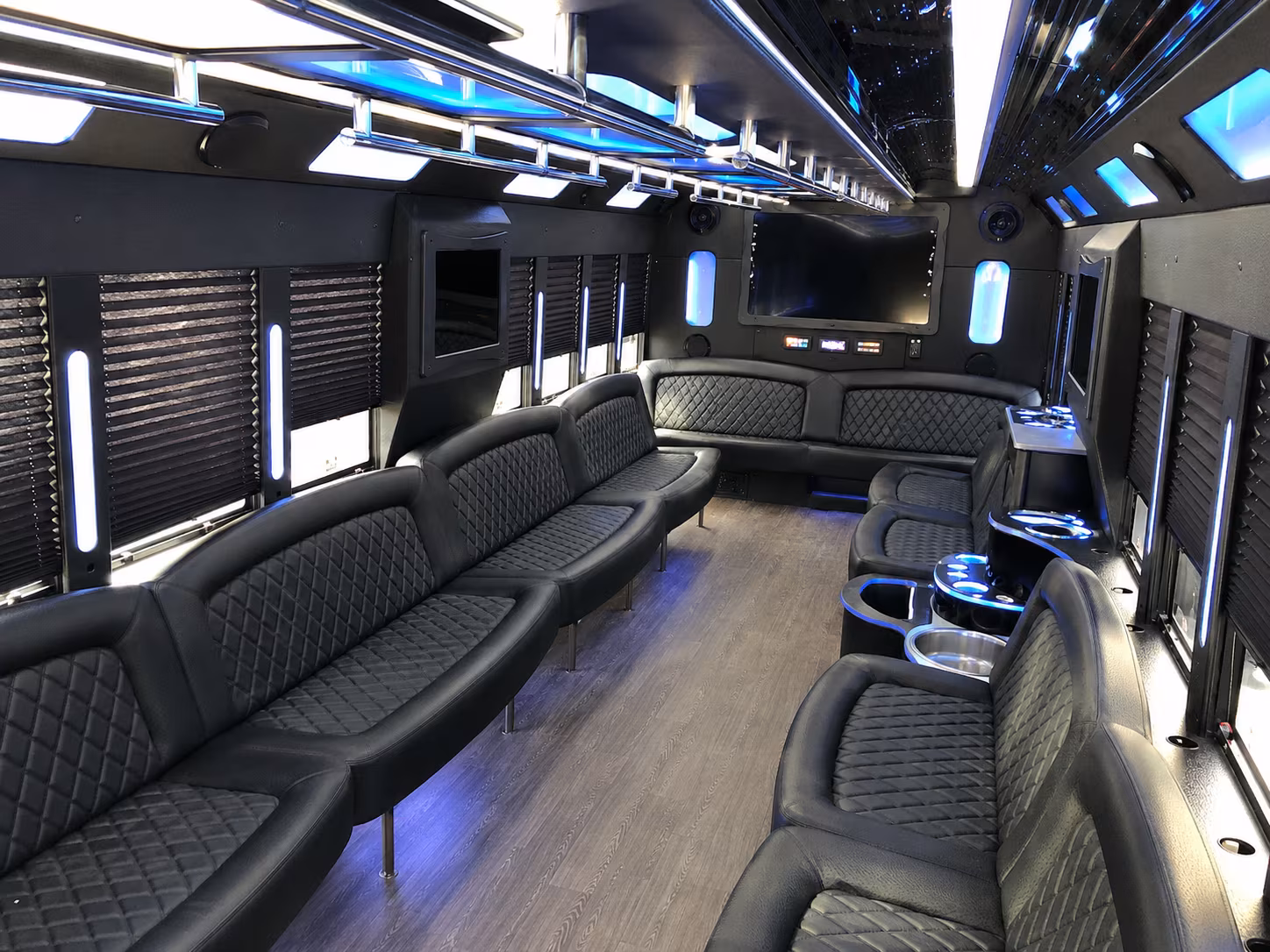 Garden Grove Birthday, Sweet 16, & Quinceañera Transportation party bus exterior
