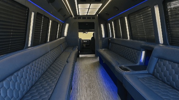 Interior of Charter Bus Company Anaheim's 25 Passenger Party Bus in Anaheim