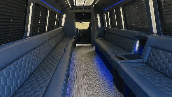 Interior of Charter Bus Company Anaheim's 28 Passenger Party Bus in Anaheim