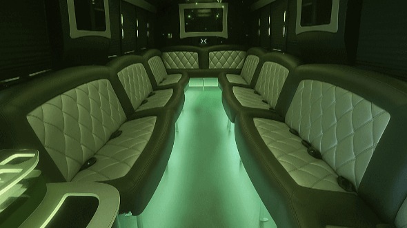 Interior of Charter Bus Company Costa Mesa's 28 Passenger Party Bus in Costa Mesa