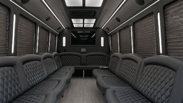 Interior of Charter Bus Company Fullerton's 30 Passenger Party Bus in Fullerton