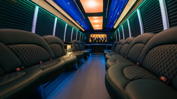 Interior of Charter Bus Company Placentia's 30 Passenger Party Bus in Placentia