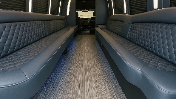 Interior of Charter Bus Company Santa Ana's 40 Passenger Party Bus in Santa Ana