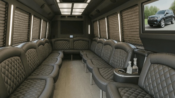 Interior of Charter Bus Company Buena Park's 50 Passenger Party Bus in Buena Park