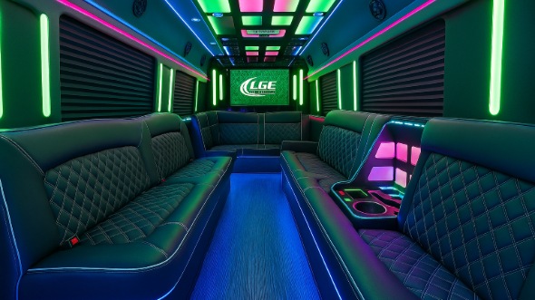 garden grove 20 passenger party bus inside